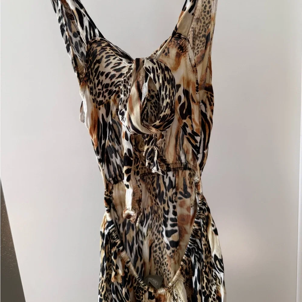 ASOS Swim Cover up linen Animal Print Dress Size 2 - Picture 3 of 4